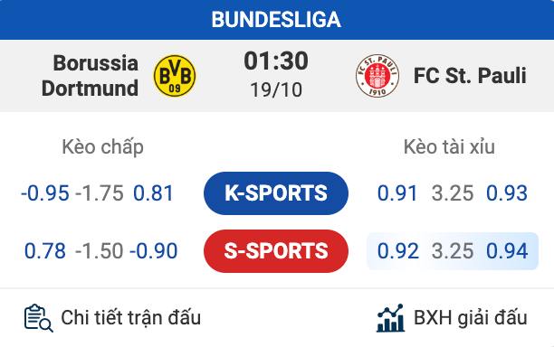 Tỷ lệ kèo cược bóng đá Bundesliga