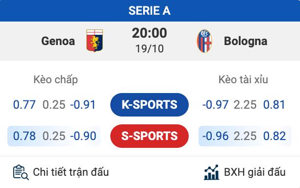 Tỷ lệ kèo cược bóng đá Serie A